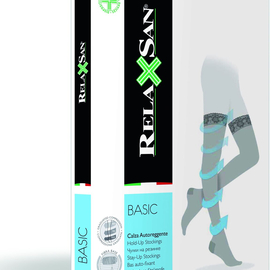 Чулки Relaxsan Basic Stay-Up 140 den 870 с ажурной резинкой на силиконовых лентах, противоварикозные, 1 класс размер 2, черный