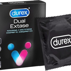 Дюрекс презервативы Durex Dual Extase рельефные с анестетиком N3