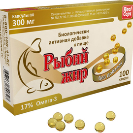 Рыбий жир без добавок капс., 0.3 г, 100 шт.