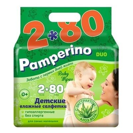 Влажные салфетки Pamperino Без отдушки, липучка, 160 шт.