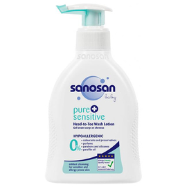 Sanosan Pure+sensitive 2 в 1 Детское средство для купания, 200 мл