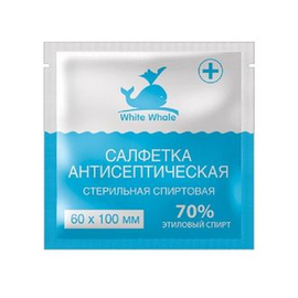 Салфетка спиртовая антисепт White Whale стер 60х100мм N400