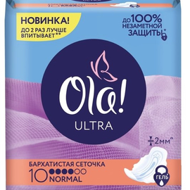 Ola! прокладки Ultra Normal Бархатистая сеточка, 4 капли, 10 шт.