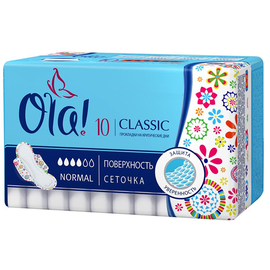 Ola! прокладки Classic Wings Singles Normal Поверхность сеточка, 4 капли, 10 шт.