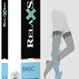 Чулки Relaxsan Basic Stay-Up 140 den 870 с ажурной резинкой на силиконовых лентах, противоварикозные, 1 класс размер 3, черный