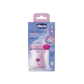 Chicco Бутылочка с наклонной соской Natural Feeling, 150 мл, с рождения, розовый