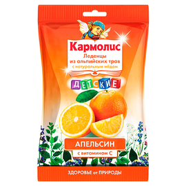 Кармолис леденцы д/детей с мёдом и витамином С, 75 г, апельсин