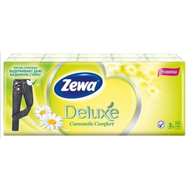 Платочки Zewa Deluxe Ромашка бумажные носовые, 3 слоя, 10 шт., 10 пачек
