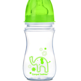 Канпол Бутылочка PP EasyStart с шир горлом антиколик 240мл 3+ Colourful animals