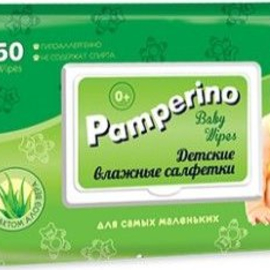 Влажные салфетки Pamperino Детские с экстрактом алоэ вера, пластиковая крышка, 50 шт.