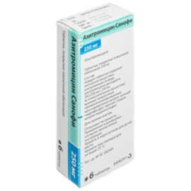 Азитромицин Санофи таб п/п/о 250мг N6 (N3x2) инд уп